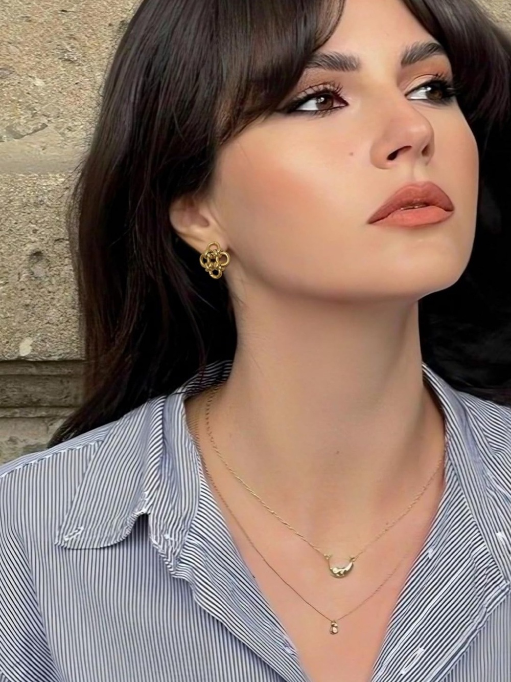 Delicate Trendy 14K Gold Plated Floral Knot Stud Hypoallergenic Earrings - Picture 6 of 6